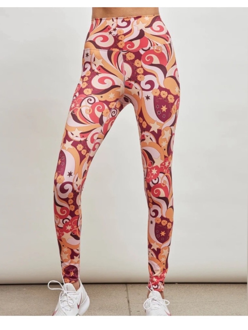 Beach Riot Sport | Piper Leggings Starlight Swirl 70s Floral Orange Pink Small - Picture 2 of 7